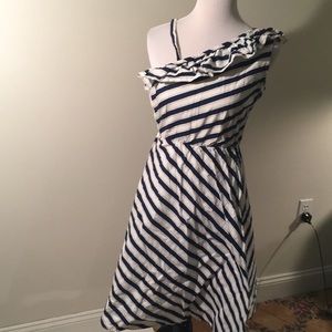 Vintage P..V. Rich Blue and White Stripe midi dress